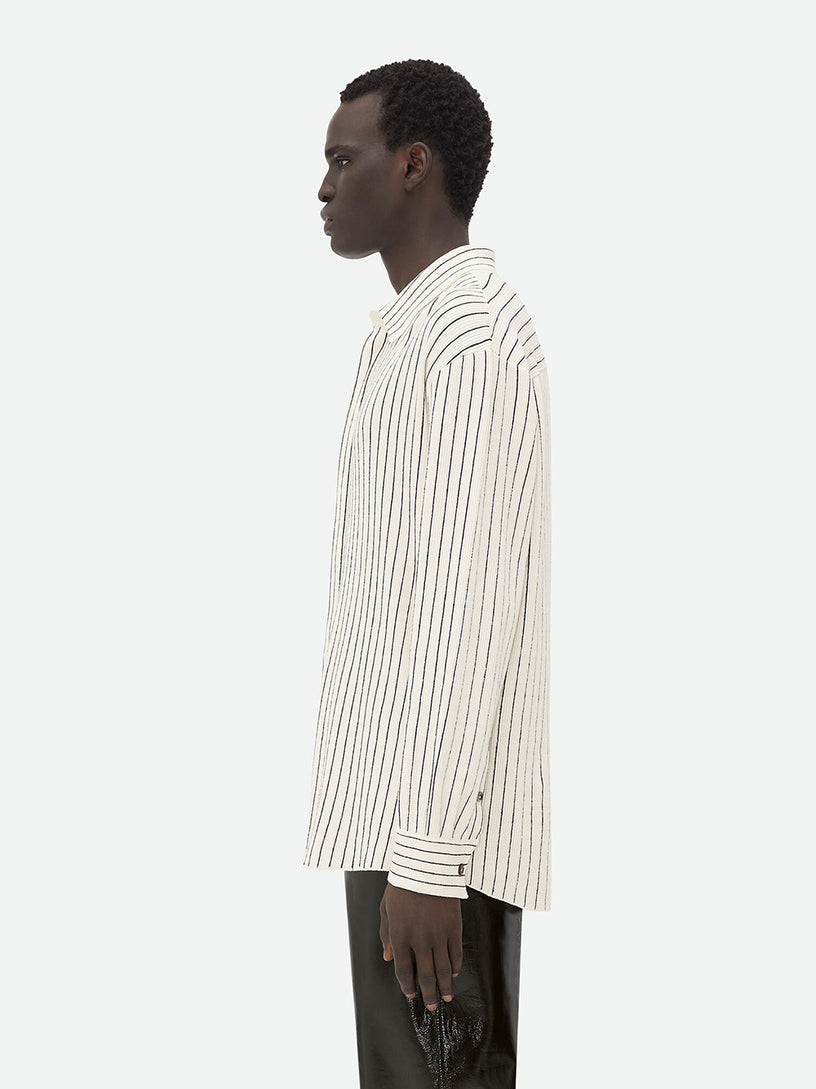 Pinstriped linen knit shirt