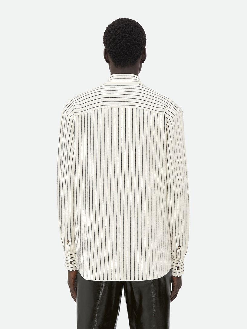 Pinstriped linen knit shirt