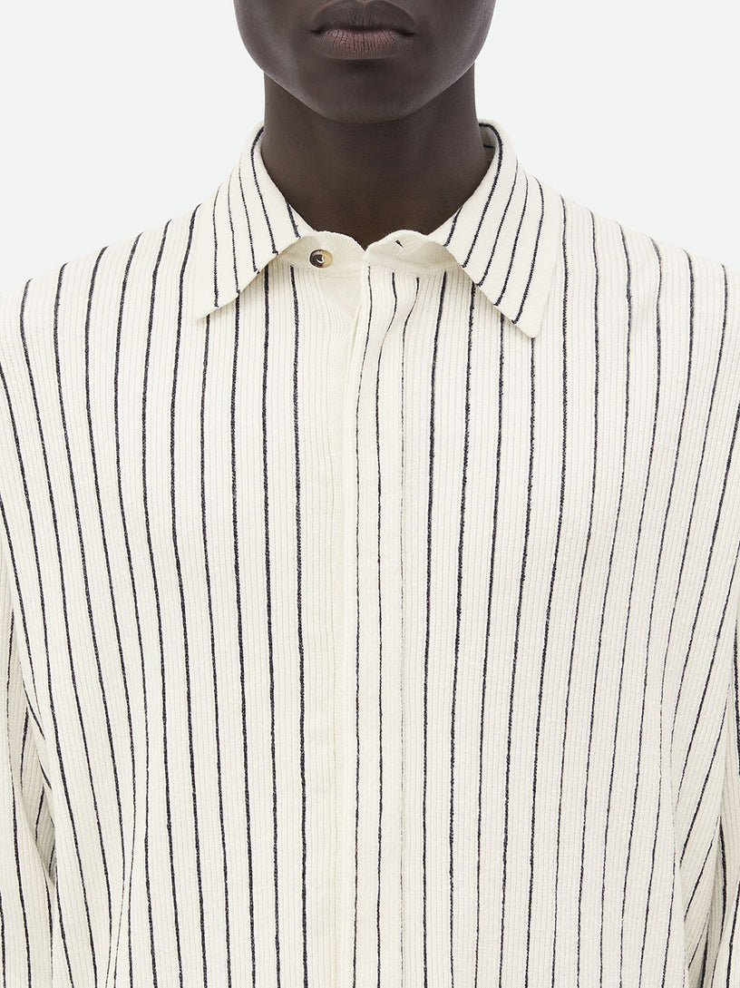 Pinstriped linen knit shirt