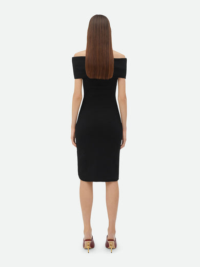 Textured Nylon Off-The-Shoulder Dress