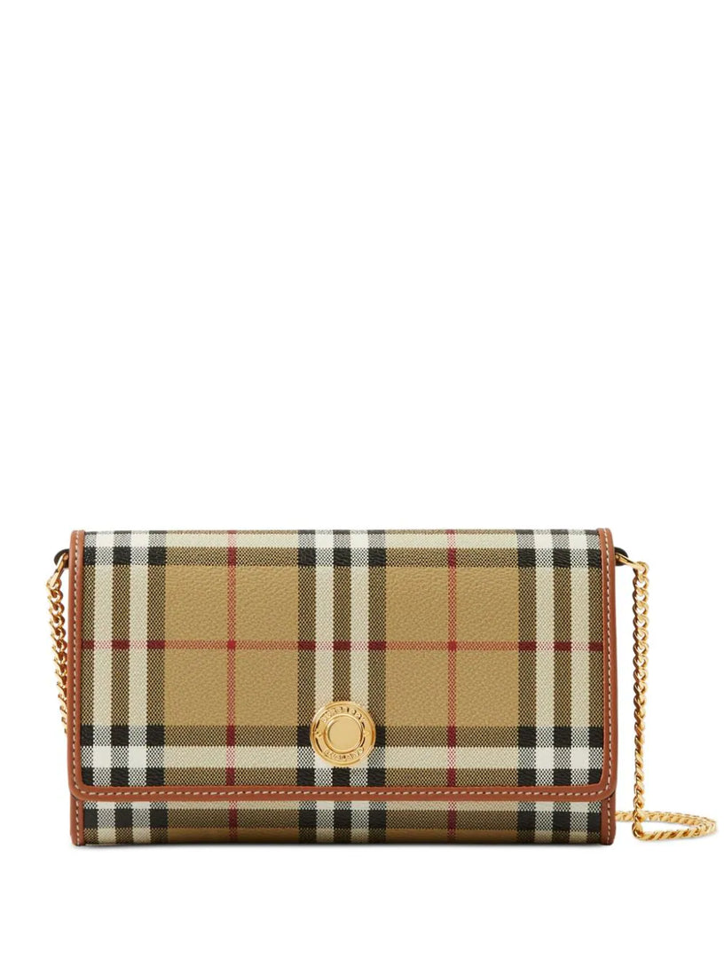 Burberry Check wallet with chain strap