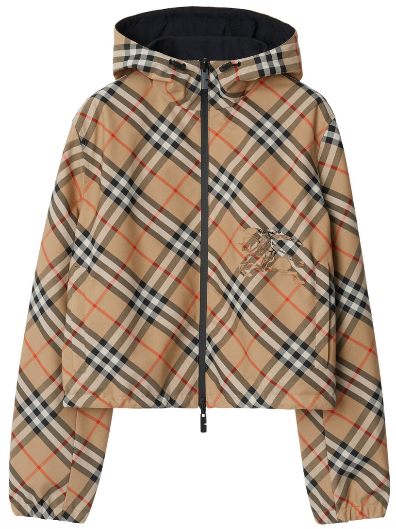 Cropped Reversible Check Jacket