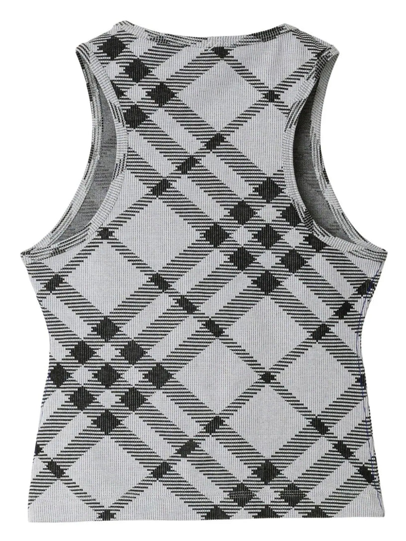 Check stretch cotton tank top