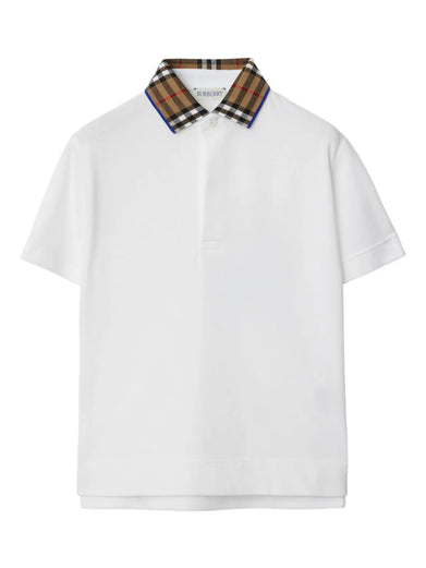 Check Collar Cotton Polo Shirt