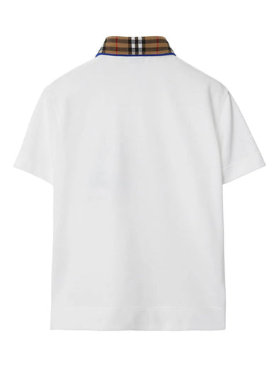 Check Collar Cotton Polo Shirt