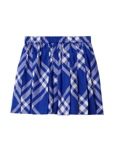 Check cotton pleated skirt