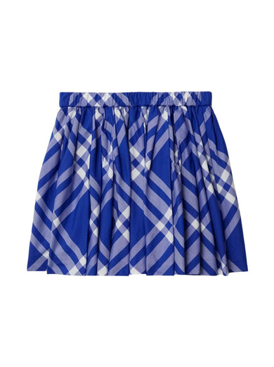 Check cotton pleated skirt