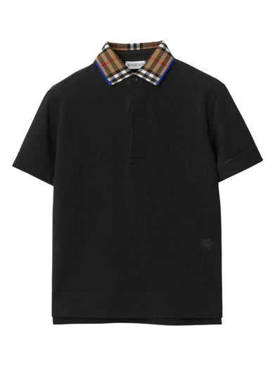 Check Collar Cotton Polo Shirt