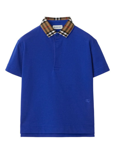 Check Collar Cotton Polo Shirt