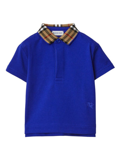 Check Collar Cotton Polo Shirt