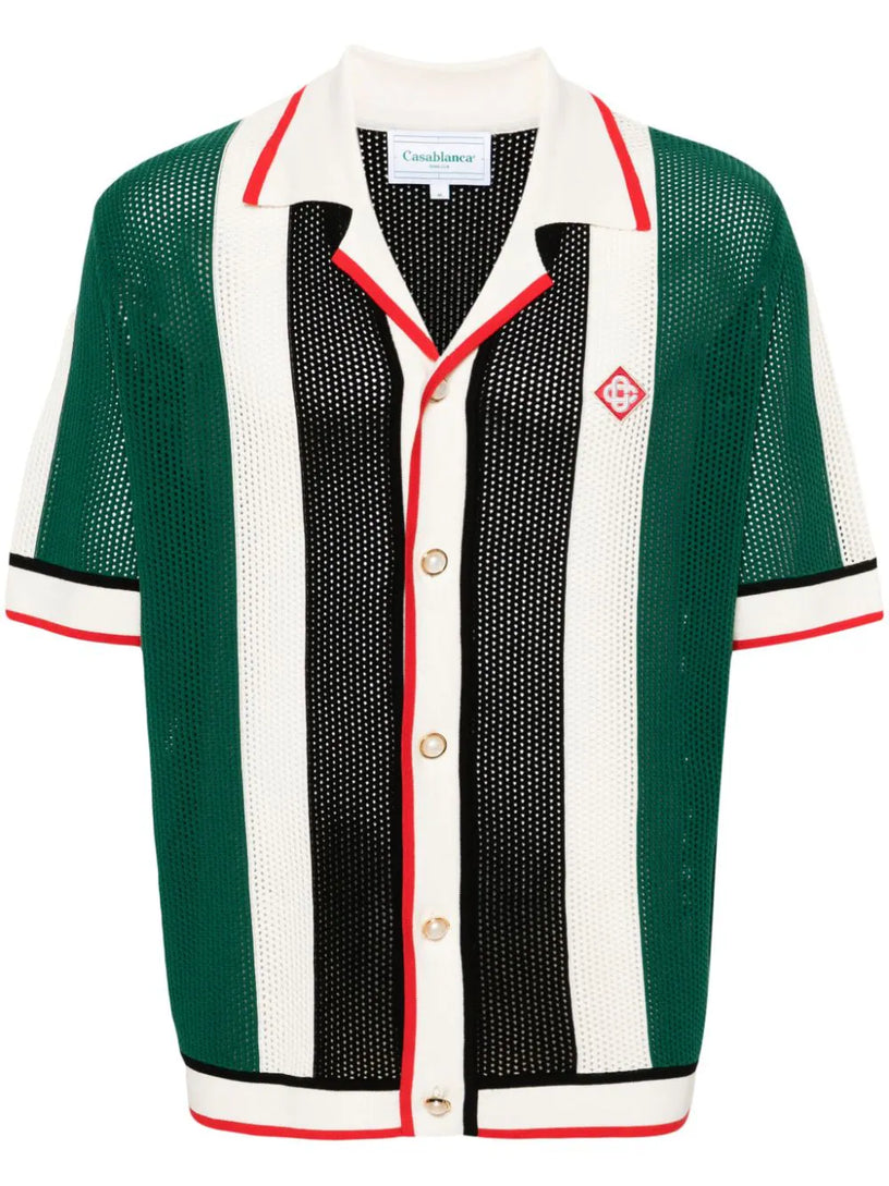 CASABLANCA Striped knitted mesh shirt