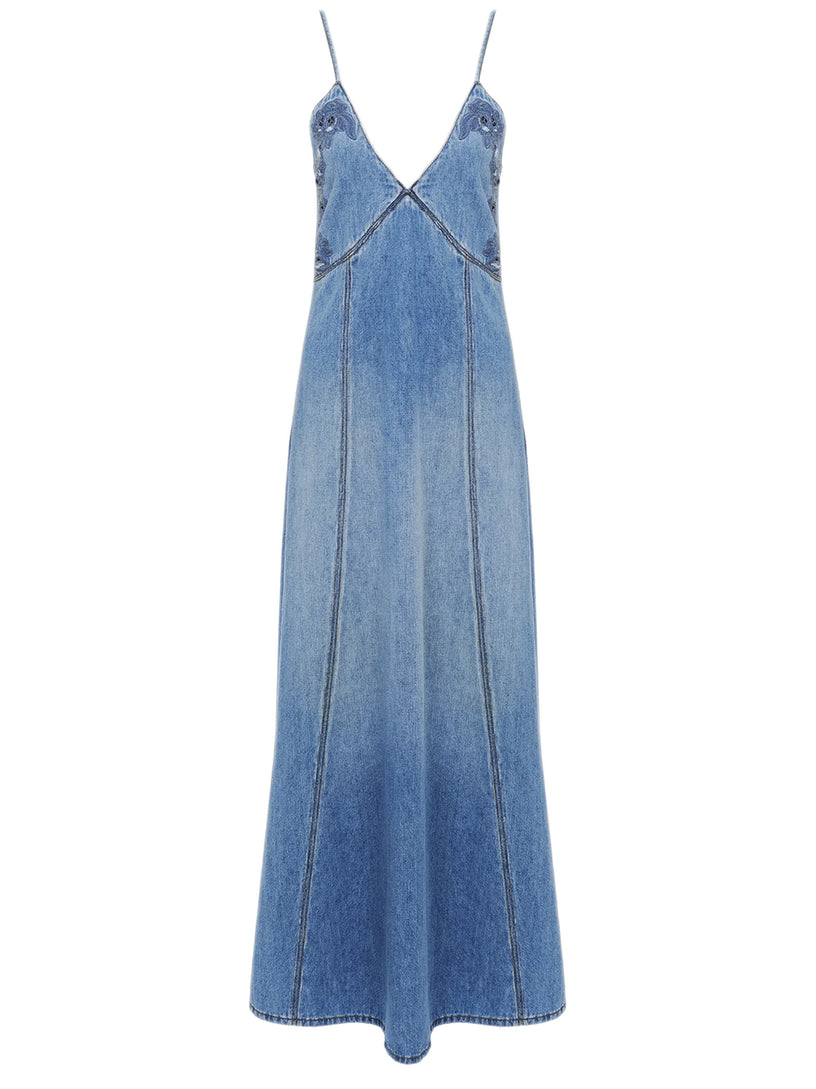 Chloé Long flare denim dress