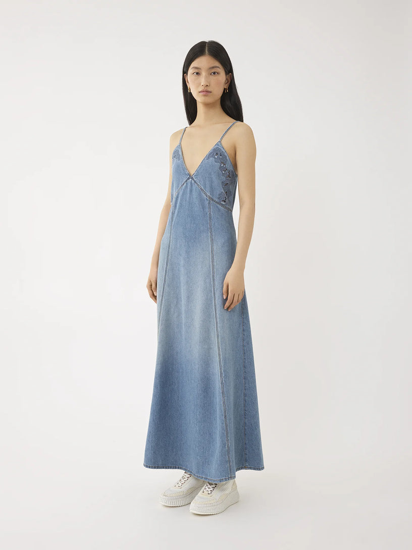 Long Flare Denim Dress