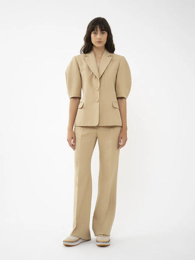 High-waisted tailored trousers