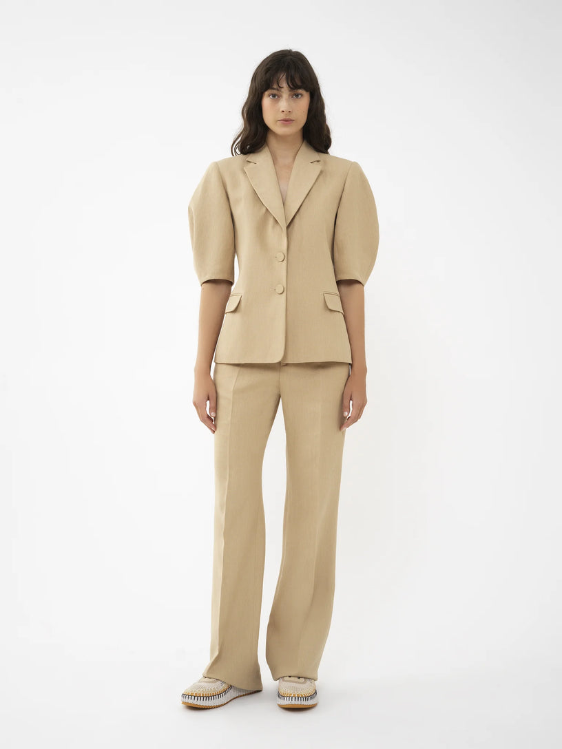 High-waisted tailored trousers