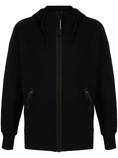 Diagonal Raised Fleece Goggle Zipped Hoodie