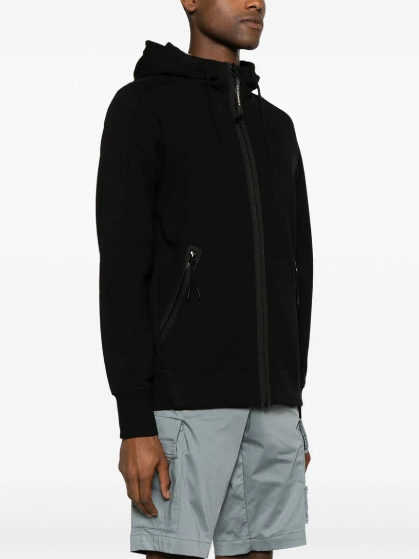 Diagonal Raised Fleece Goggle Zipped Hoodie