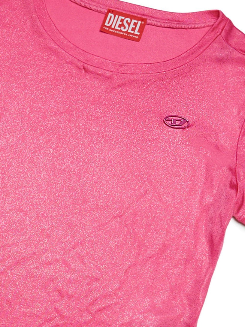 Logo-plaque glittery T-shirt