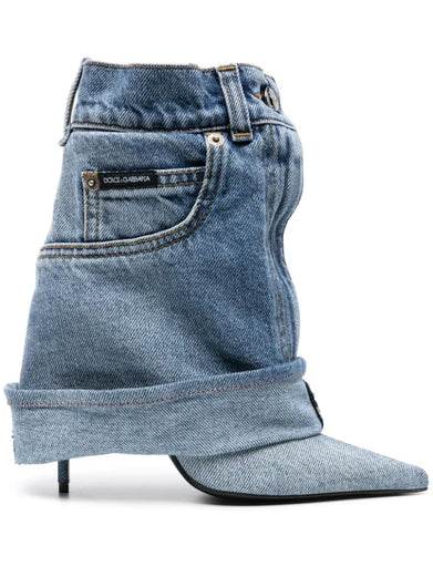 Patchwork Denim Ankle Boots