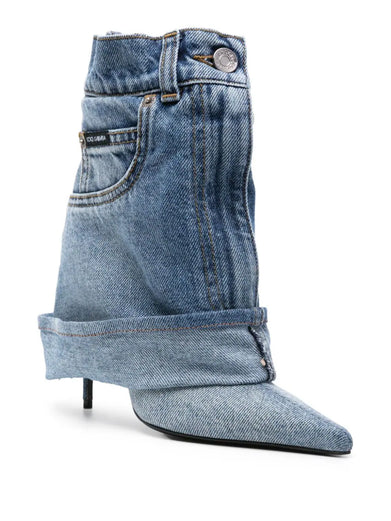 Patchwork Denim Ankle Boots