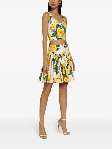 Skirt with yellow rose print