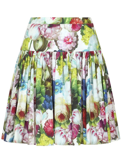 Skirt with nocturnal flower print