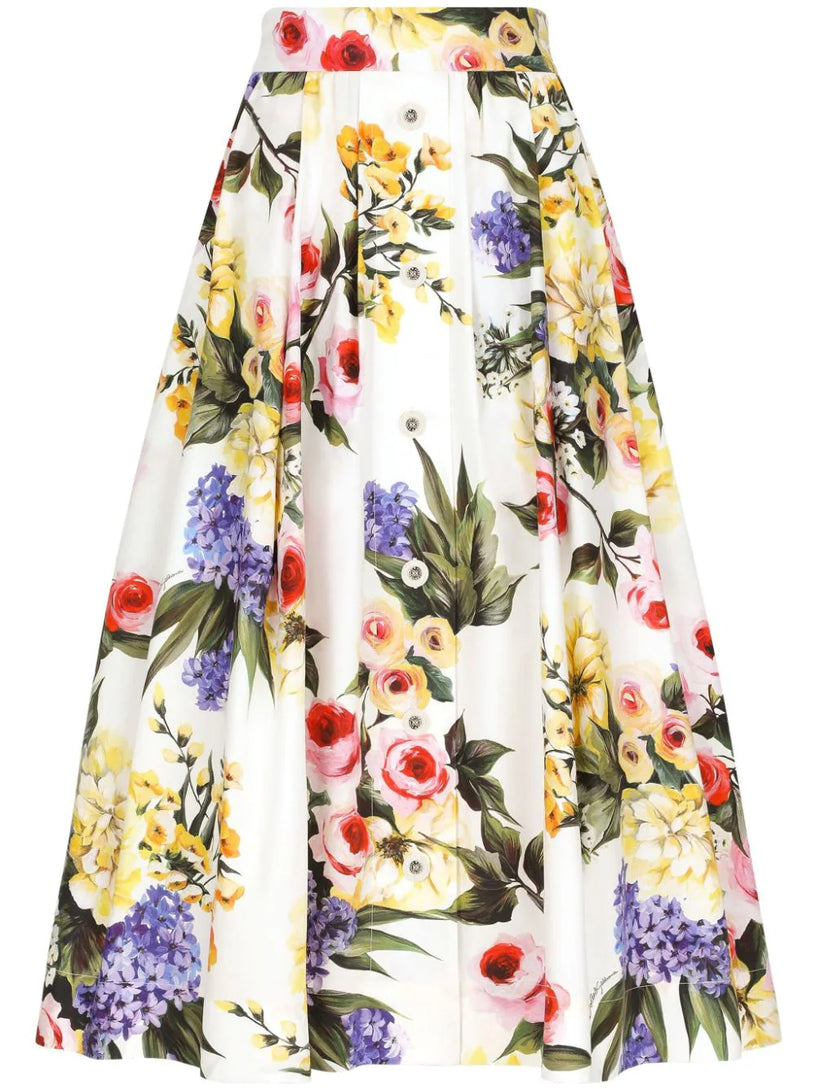 Dolce & Gabbana Garden-printed midi circle skirt