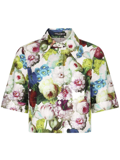 Shirt with nocturnal flower print