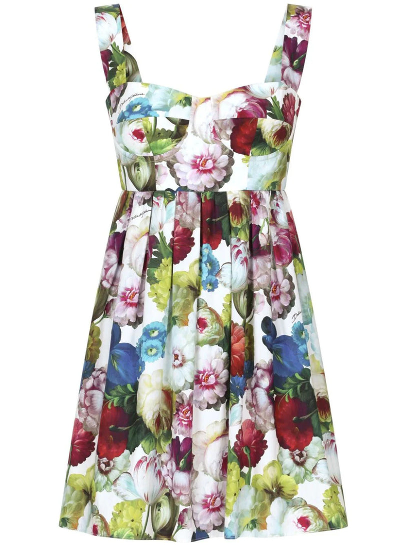 Dolce & Gabbana Short corset dress with nocturnal flower print