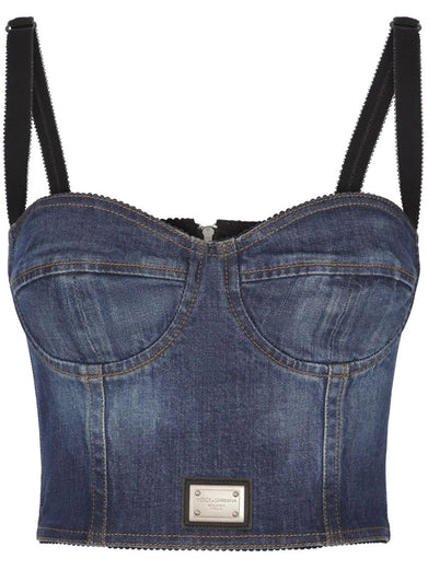 Denim corset top