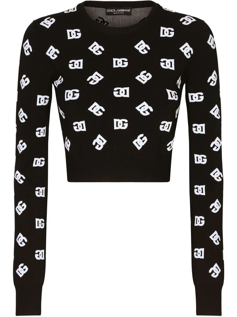 Dolce & Gabbana Cropped jacquard sweater with dg logo