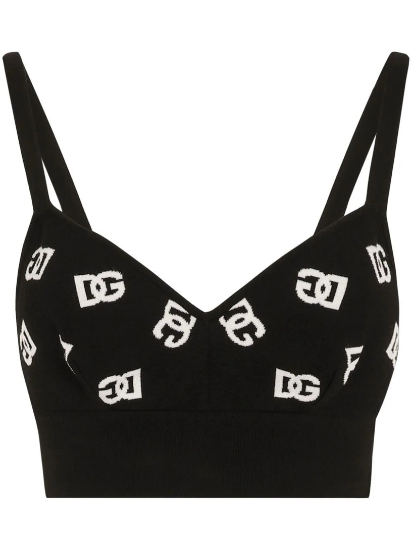 Dolce & Gabbana Viscose bralette top with dg jacquard logo