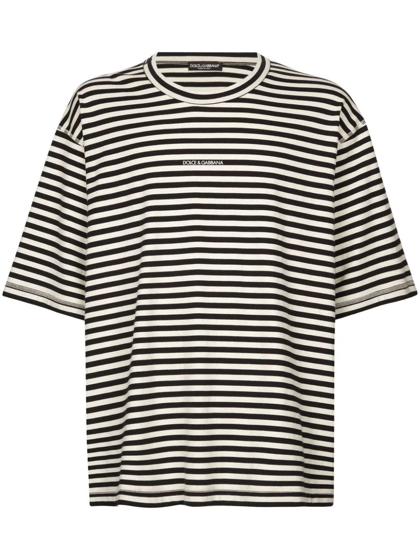 Dolce & Gabbana Striped cotton t-shirt with dolce&gabbana logo