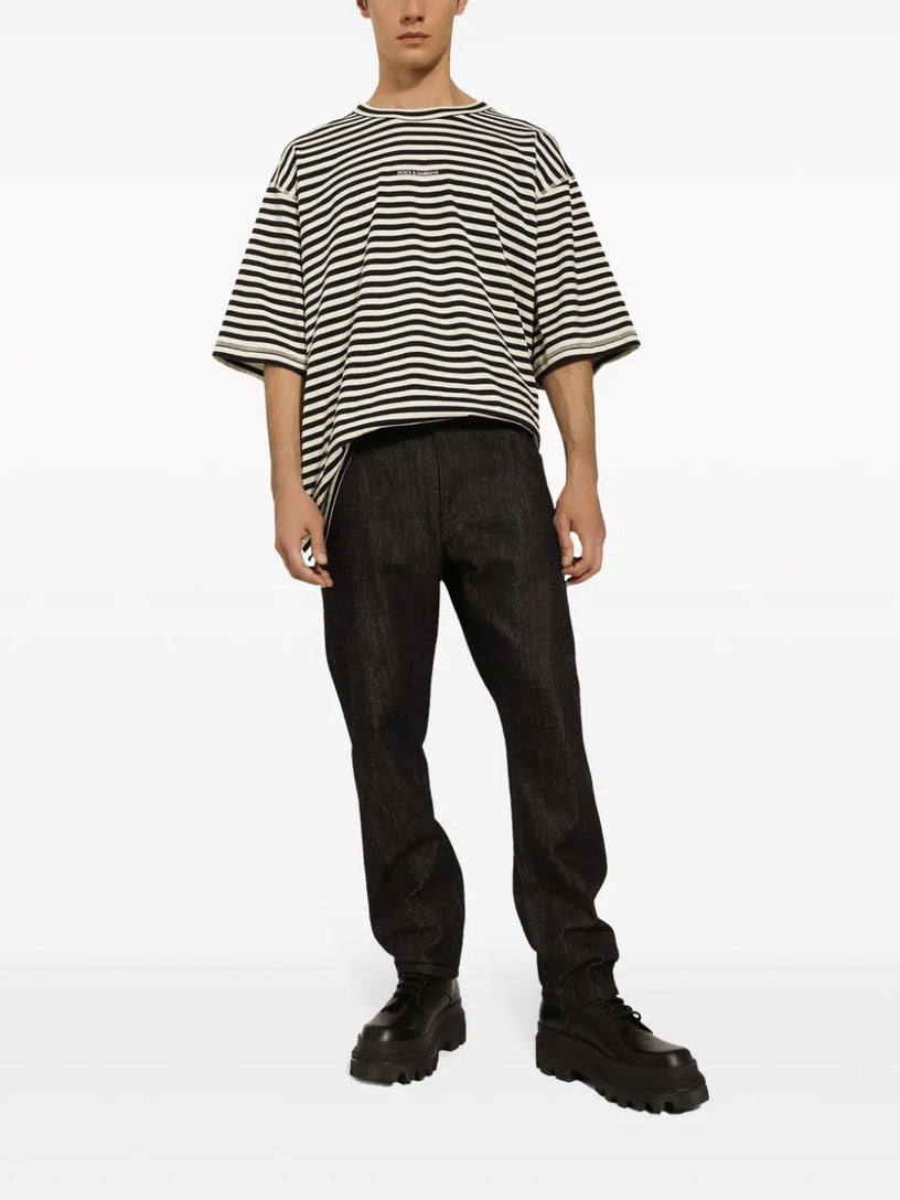 Striped cotton T-shirt with Dolce&Gabbana logo