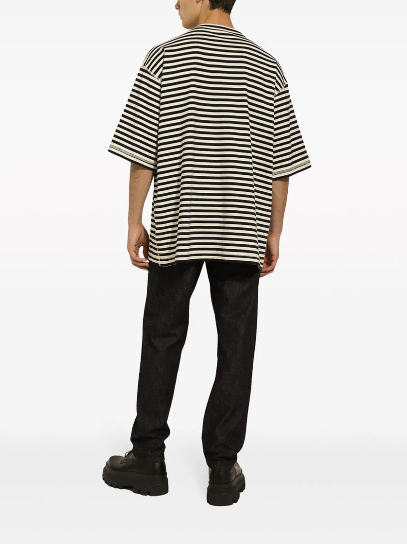 Striped cotton T-shirt with Dolce&Gabbana logo