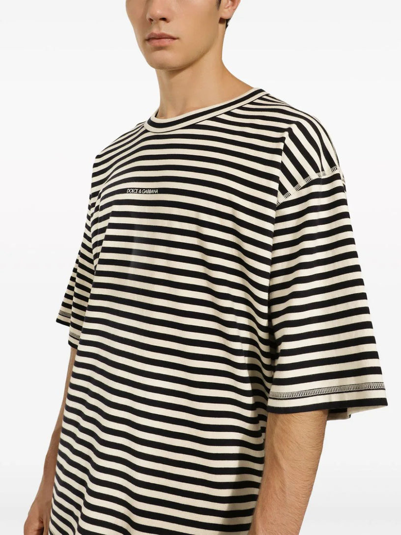 Striped cotton T-shirt with Dolce&Gabbana logo