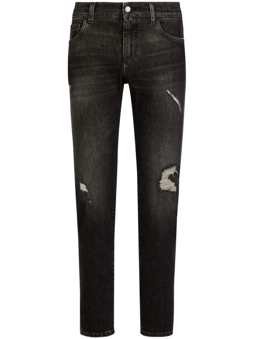 Dolce & Gabbana Slim-fit stretch denim jeans with abrasions