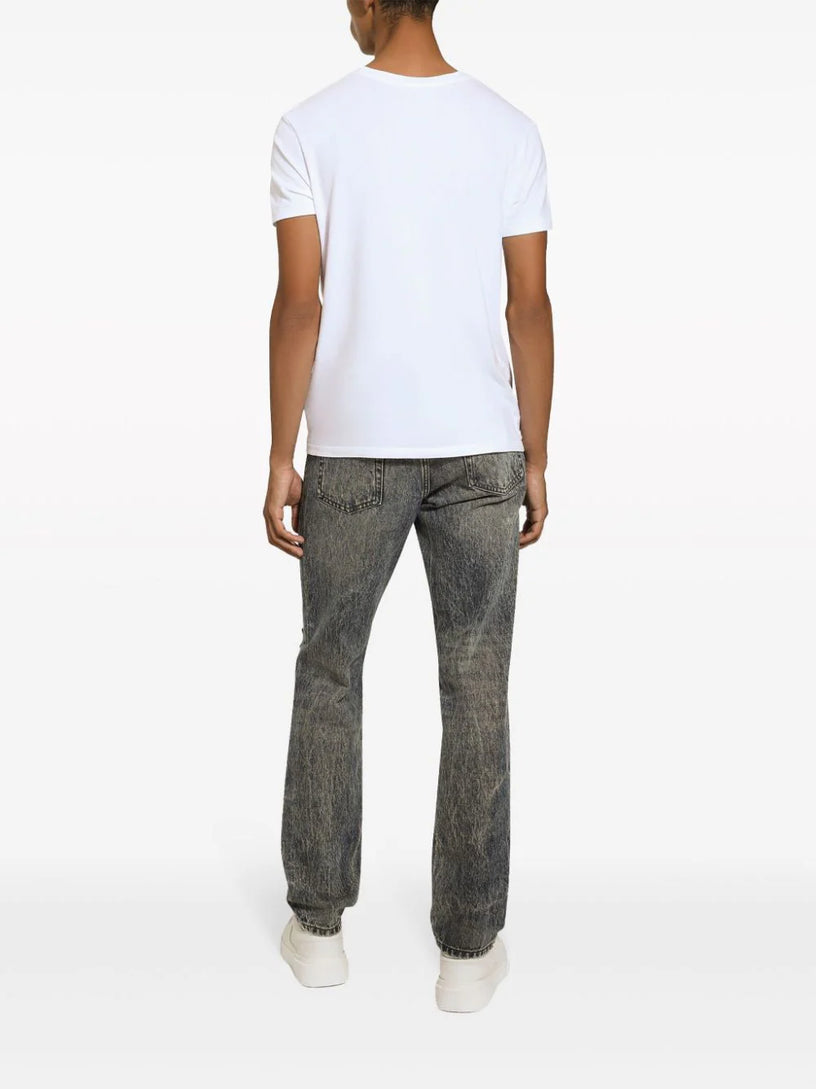 Distressed slim-cut jeans