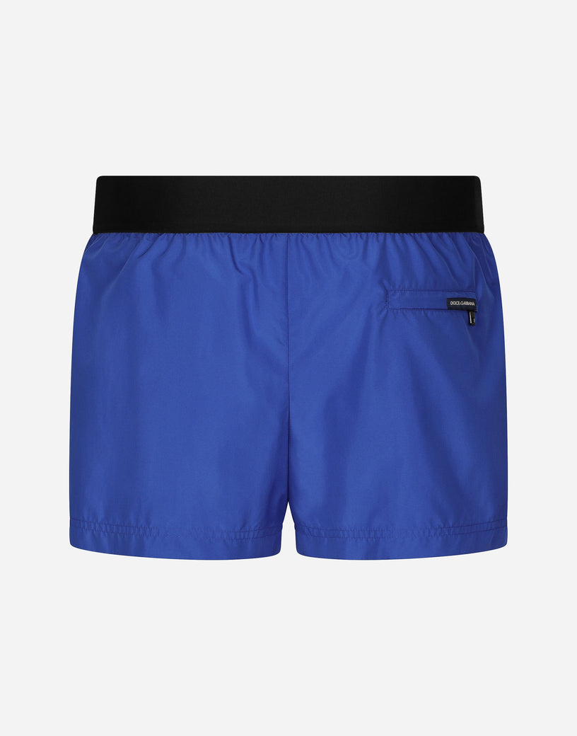 Short swimsuit with logo band