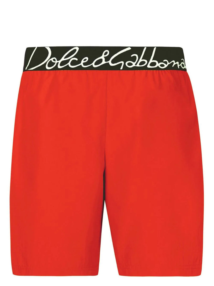 Dolce & Gabbana Mid-length light nylon swim trunks with dolce & gabbana logo