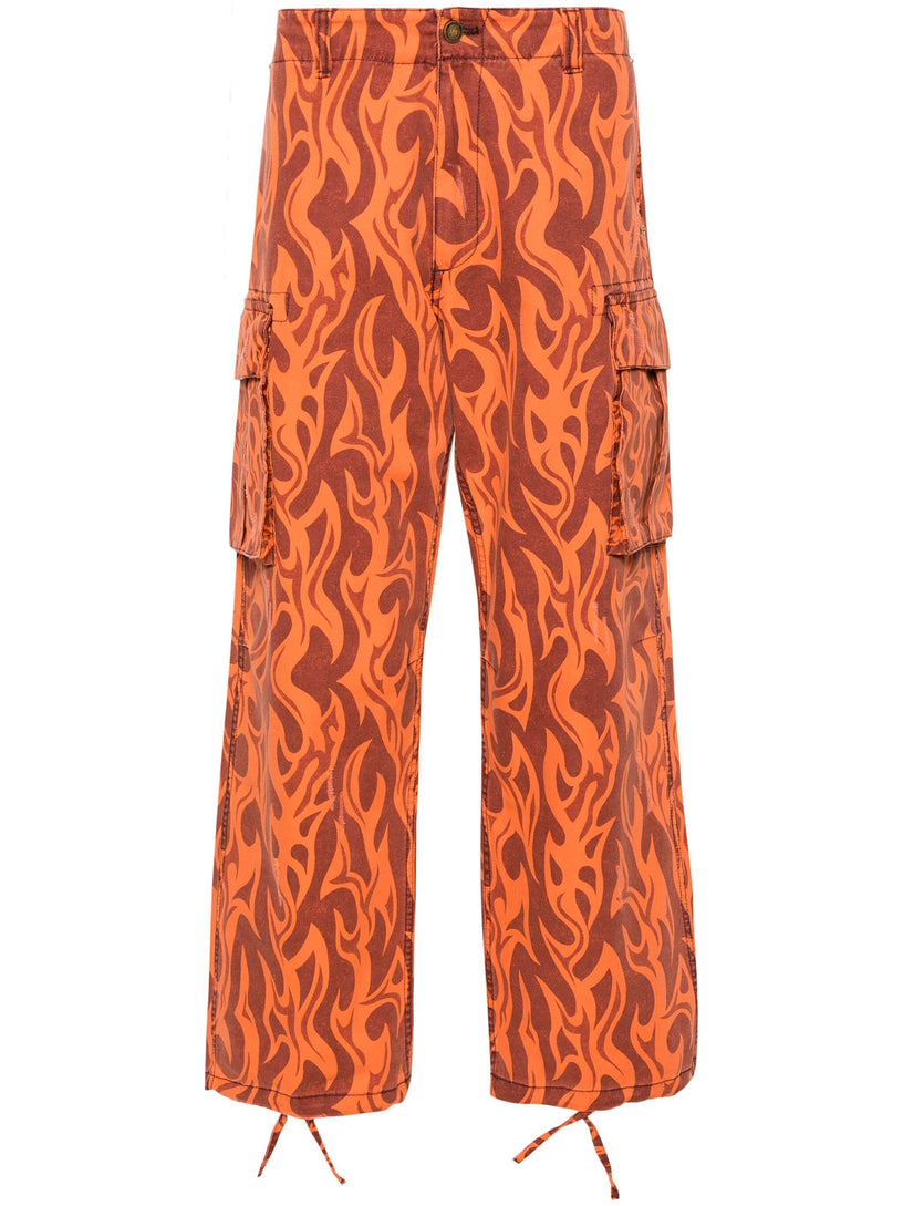 Cargo trousers printed with orange flames