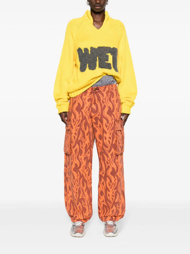 Cargo trousers printed with orange flames