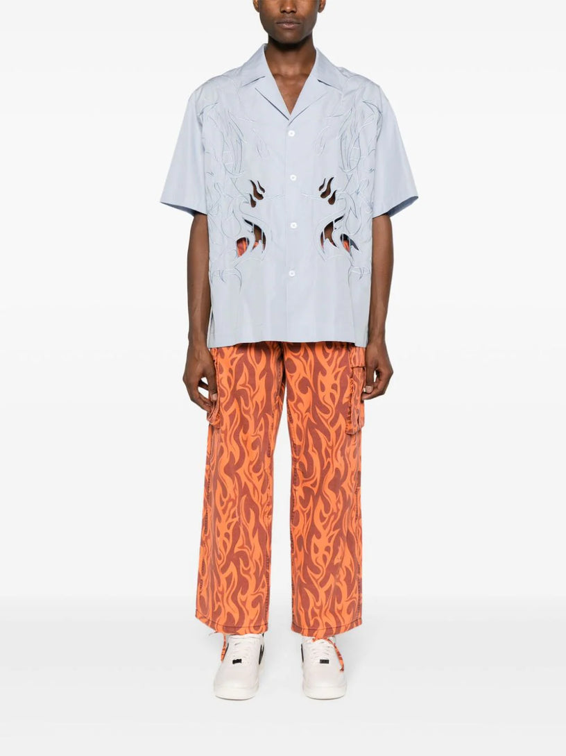 Cargo trousers printed with orange flames