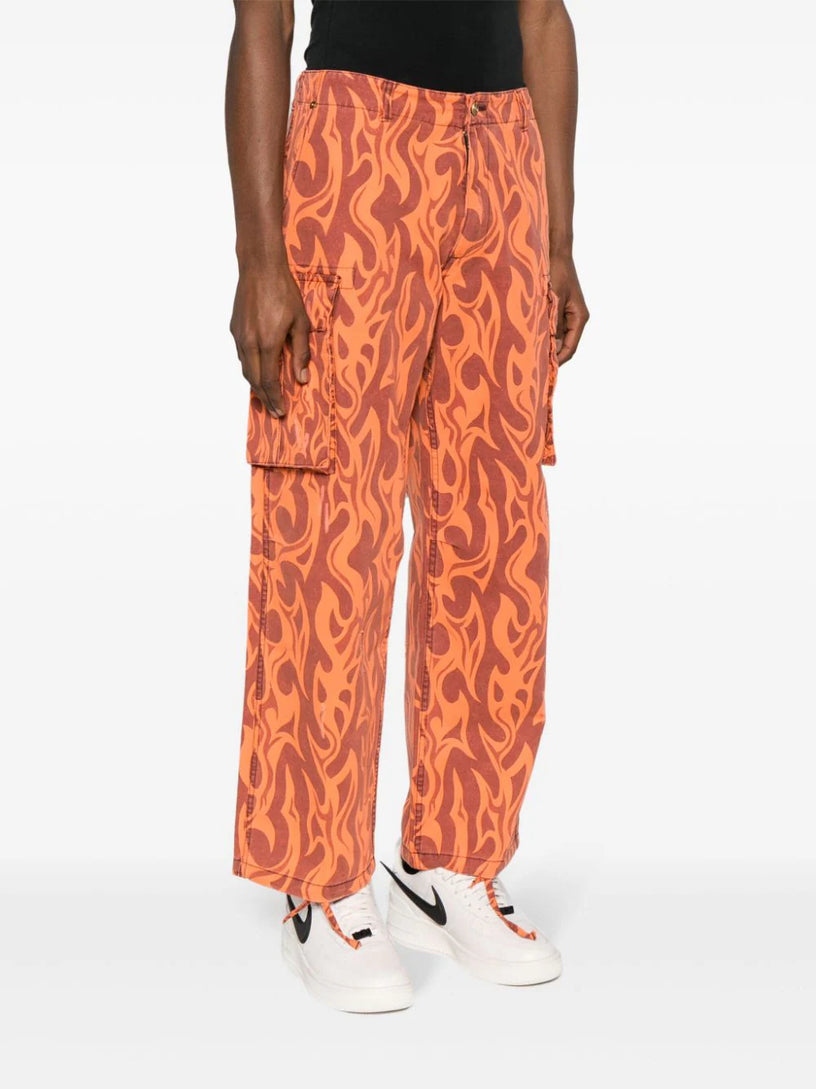 Cargo trousers printed with orange flames