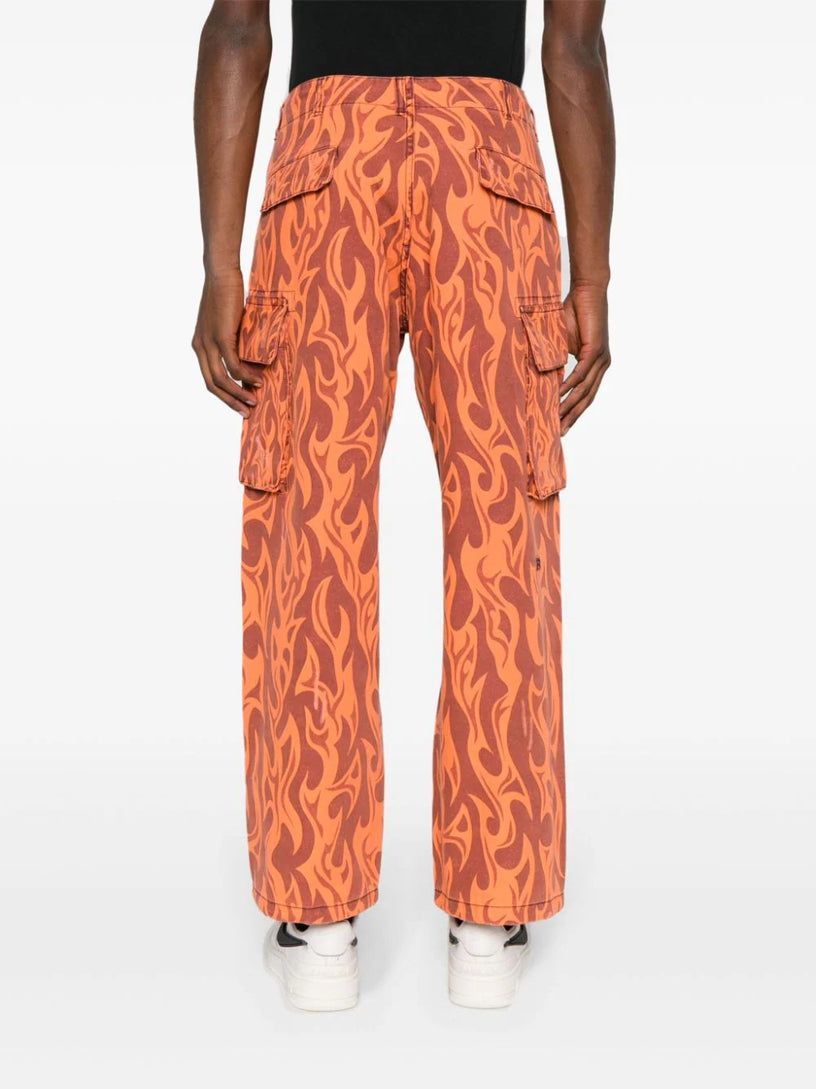 Cargo trousers printed with orange flames