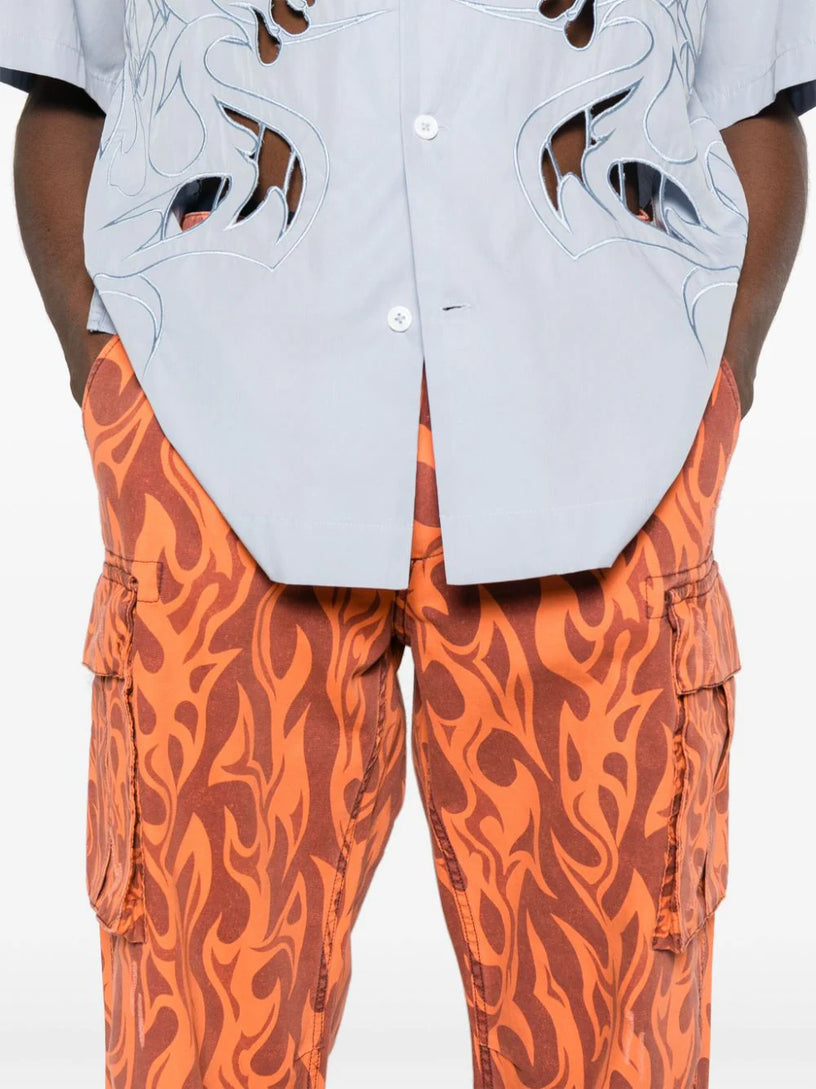 Cargo trousers printed with orange flames