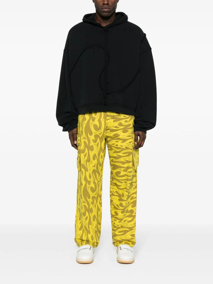 Cargo trousers printed with yellow flames