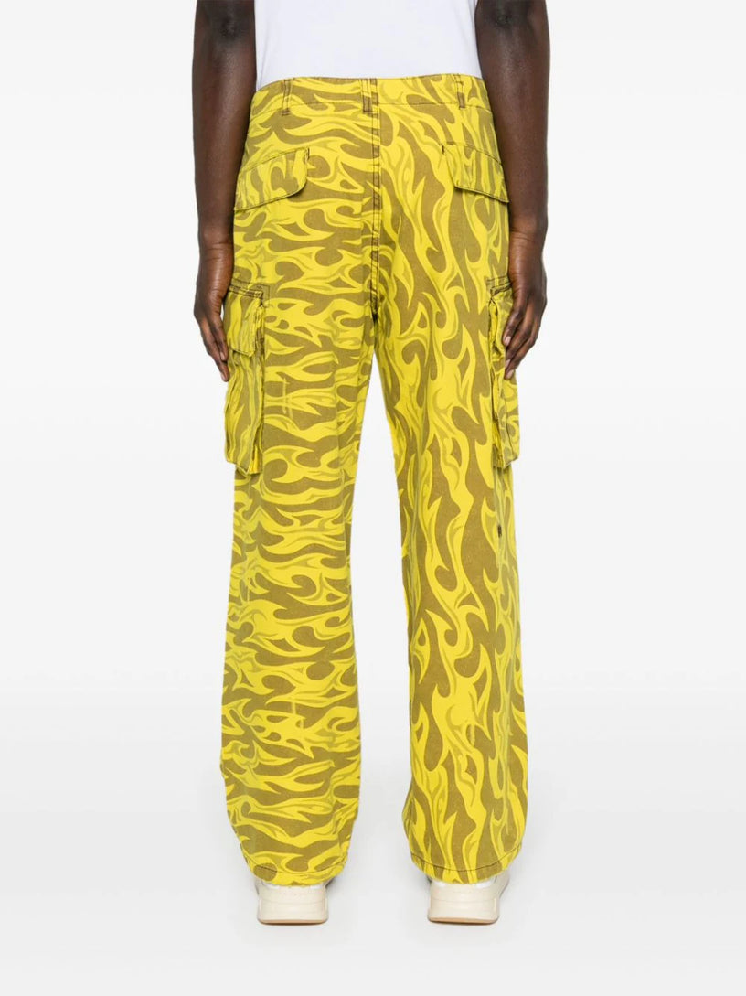 Cargo trousers printed with yellow flames