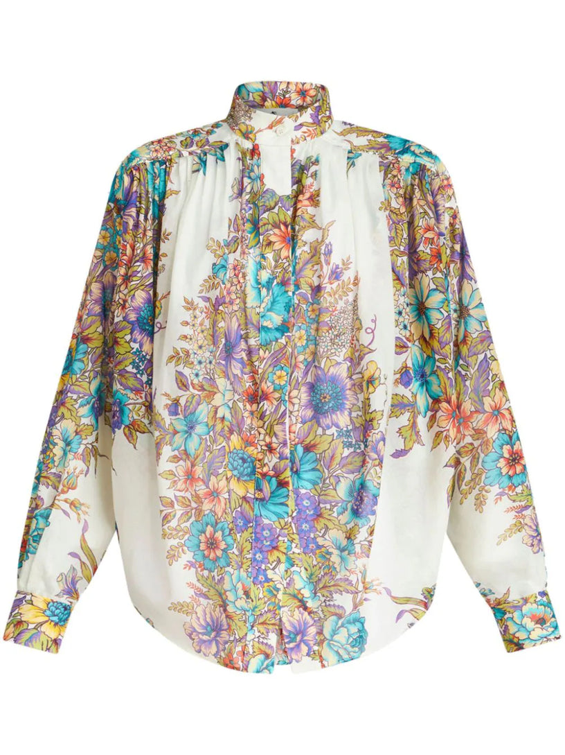 Blouse with bouquet print