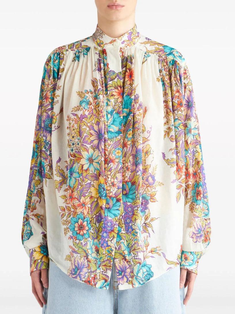 Blouse with bouquet print